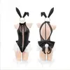 Mono Sexy con Abertura en la Entrepierna Sin Quitarse Uniforme de Conejita para Juego de Roles Lencería Seductora Atuendo de Conejita Coqueta para Mujer