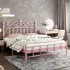 Cama de hierro forjado, engrosada y reforzada, cama de princesa simple y moderna, popular en línea, cama doble de 1.8 m, cama de estructura de hierro individual nórdica de 1 m