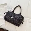 2026 Nuevo Estilo Coreano Casual Estilo Perezoso Bolso de Gran Capacidad Bolso de Lona con Estampado de Leopardo de Moda Bolso de Hombro Tote Simple