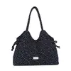 Bolsa de ombro casual de nicho estilo coreano com cordão, grande capacidade, bolsa para o dia a dia da mulher, poá vintage, bolsa tote versátil