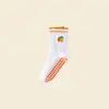 Calcetines de Yoga para Mujer, Calcetines de Media Pantorrilla, Calcetines Largos Deportivos Profesionales para Pilates y Fitness, Bordado de Frutas, Calcetines Antideslizantes de Silicona para el Suelo