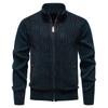 Suéter Cardigan de Punto para Hombre Amazon Transfronterizo Otoño e Invierno con Cuello Alto, Forrado de Felpa y Engrosado, Chaqueta de Punto de Chenilla para Hombres de Mediana Edad