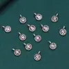 Plata de ley S925 pequeños redondos seguros felices accesorios vintage tinta negra accesorios material de cuentas hecho a mano DIY