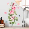 Nuevas Pegatinas de Pared de Rosas Rosa Brillante para Sala de Estar, Dormitorio y Vestíbulo Calcomanía Decorativa Autoadhesiva Removible Pintura Mly391