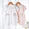 Mameluco de Bebé Verano Manga Corta Clase A Algodón Puro Niña y Niño Estilo Princesa Lindo Romper de Conejito Traje Delgado para Gatear