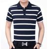 Verão manga curta lapela T-shirt listrado casual solto algodão T-shirt fábrica direta meia-idade e idosos uma geração de cabelo