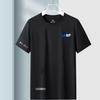 Camiseta de seda de hielo de verano para hombre, cuello redondo, ropa de secado rápido, manga corta, fina, transpirable, manga media, talla grande, deportiva, holgada, de moda.