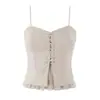 Atacado de fabricante de roupas femininas transfronteiriço 2026 design acinturado com babados de abotoamento simples retalhado elegante estilo francês colete