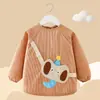 Babeo impermeable de pana de manga larga para otoño e invierno, diseñado para usarse al revés, para comer y proteger la ropa de las manchas