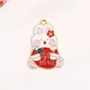 Acessórios de Joias DIY com Esmalte Gotejado Animais de Desenho Animado Fofos Panda Coelho Pingente Pulseira Pingente de Chaveiro
