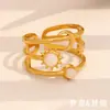 Moda Europea y Americana Elegante Nicho Estilizado Alta Gama Joyería de Mano Acero Inoxidable Chapado en Oro de 18K Anillo Abierto Luna Sol