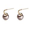 Aretes Retro Franceses Oro Champagne Perla Lujo Ligero Sentido de Alta Gama Gancho de Oreja Aguja de Plata Exquisita Moda Elegante Joyería de Oreja