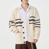 Suéter Masculino Gola V Tricô Design de Nicho Camada Estilo Preppy Listrado Casual Cardigã Top Jaqueta