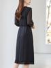 Beleza em Pintura a TintaDesign Original de HangzhouVestido Longo de Seda Pesada com Retalhos de Cor Sólida e Cintura Marcada 82497336