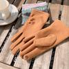 Nuevos Guantes Cálidos de Otoño e Invierno con Diseño de Nicho de Botón de Color Sólido, con Forro Polar, Moda para Exteriores, de Dedo Largo para Ciclismo, a Prueba de Frío