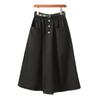 Falda línea A 2023 Nuevo Verano para Mujer Combinación Total Color Sólido Cintura Alta Elástica Falda Línea A Moda Casual Largo Medio Vuelo Amplio