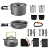 Conjunto de Panelas Outdoor DS-308 Conjunto de Panelas Plus Bolsa para Utensílios de Mesa Copo de Aço Inoxidável Conjunto de Copos com Mosquetão para Escalada Combinação Traje Portátil