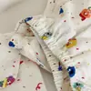 Conjunto de shorts de manga corta y cárdigan para mujer con estampado de dibujos animados estilo japonés, con cuello de solapa, perfecto para ropa de estar