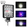 Luz de trabajo LED para coche WJ luz de advertencia delantera faro de vehículo todoterreno mini cuadrada 48W 3 pulgadas con destello rojo y azul