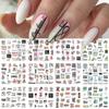 Cross-border New nail Art Stickers 2022 Primavera e Verão Flores Flower Letter Line Art Series Stickers unha