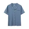 Pijama de Verano para Hombre Cárdigan de Manga Corta de Algodón Amigable con la Piel Transpirable talla extra Pijama de una Pieza para Hombre Suelto de Manga Media Verano
