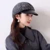 Gorra de boina de tweed patchwork estilo coreano, sombrero octogonal retro y elegante para otoño/invierno, artístico y versátil para ir al trabajo, hace que la cara se vea más pequeña, gorra de pico de pato