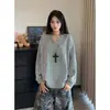 Camiseta básica casual de estilo americano para pareja, de manga corta, colorblock a rayas, blanco y negro, con textura de espina de pez de otoño, corte holgado.