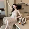 Camisón de Tirantes para Mujer de Verano con Algodón Nube y Copas, Estilo Sexy Delgado, Dulce Ropa de Casa de Verano Tallas Grandes