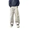 Pantalones Cargo Holgados de Moda y Únicos para Hombre de Verano con Empalme de Color Sólido y Piernas Anchas para un Look Casual