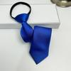 Corbata de hombre coreana azul zafiro color sólido perezosa 5CM versión estrecha monocromática cremallera estampado a mano alzada