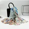 Bufanda Larga de Hiedra de Moda 50*160 Bufanda de Seda Versátil con Georgette Similar a la Seda para Mujer, Bufanda Fina de Seda