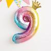 Balão de Filme de Alumínio Coroa Digital Arco-Íris Gradiente 32 polegadas Crianças Meninos e Meninas Aniversário de Bebê Festa de Primeiro Ano Fundo