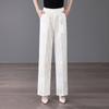 Pantalones Nuevos de Satén Chino de Pierna Ancha para Mujer de Mediana Edad para Madre Verano Delgados de Cintura Alta Casuales Sueltos Pantalones Guofeng