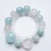 [Verão Inicial Verde Jade] Pulseira de Cristal Natural Água-Marinha para Mulheres, Presente Versátil, Pulseira Laranja-Rosa Gelo Atacado