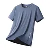 Camiseta Masculina de Seda de Gelo Manga Curta Verão Venda Quente Esportiva Secagem Rápida Respirável Seda de Gelo Masculina Solta Tamanho Plus Size até 8XL Pode ser Aberta ao Meio