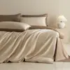 Juego de Cuatro Piezas de Satén 100% Algodón de Fibra Larga Clase A Lujo Ligero Color Sólido Bicolor Estilo Hotel Sábana Funda Nórdica Ropa de Cama 4