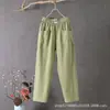 Calças Casuais de Algodão e Linho para Mulheres 2025 Novo Estilo Coreano Calças Retas Soltas Emagrecedoras Verão Finas Calças Harem Cropped