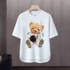 Camiseta de manga corta con estampado de letras de marca de moda americana de 2024 para hombre, top informal holgado de verano de marca de moda