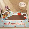 Tapete de Entrada Temático de Cachorro, Capacho Antiderrapante com Laços de Seda, Carpete Cortável Personalizável para Hall de Entrada, Confortável