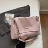 Bolsa de mão grande capacidade estilo coreano para mulheres, nova moda verão 2026, corrente texturizada, bolsa de ombro de cor sólida para o dia a dia