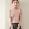 Suéter de malha feminino simples de cor sólida com gola alta para o início do outono, de caxemira, para usar por baixo, modelador, clássico básico para o trabalho