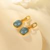 Aretes de plata esterlina S925 chapados en oro con jade de agua azul, aretes exquisitos, elegantes, a la moda, de cara de huevo para mujer, cadena, una generación de cabello