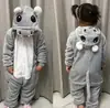 Atacado Outono e Inverno Hipopótamo Desenho Animado Pijama Peça Única Animal Infantil Macaco Marrom Unissex Flanela Roupa de Casa