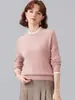[100% Lã] Outono e Inverno Casual e Doce Redutor de Idade Renda Listra Canelada Tricô Base Cardigã Casual Feminino