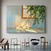 Sol Quente Sala de Estar Moderna Pintura Decorativa Pintura a Óleo Pura Estilo Curativo Quarto Pendurado na Parede Hall de Entrada Arte de Luz e Sombra