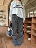 Pantalones rectos vintage de nicho lavados viejos con múltiples bolsillos para hombres y mujeres, pantalones casuales holgados de calle americanos