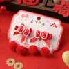 Pasador Infantil de Año Nuevo Pasador Rojo Cereza con Lazo Bola de Pelo Borla Pinza de Princesa Lindos Accesorios para el Cabello de Niña Pequeña