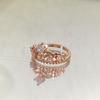 Anillo versátil de oro rosa con corona de rosa coreana de alta calidad, circonita brillante, joyería personalizada para mujer, venta al por mayor