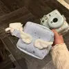 Bolsa fofa para guardar absorventes com pequenas asas, bolsa pequena portátil de mão para estudantes, bolsa para absorventes menstruais