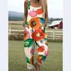 (Botón de Día) Ropa de mujer transfronteriza, Amazon, estilo europeo y americano, overol de verano con botones estampado digital 3D, pantalones de tirantes casuales